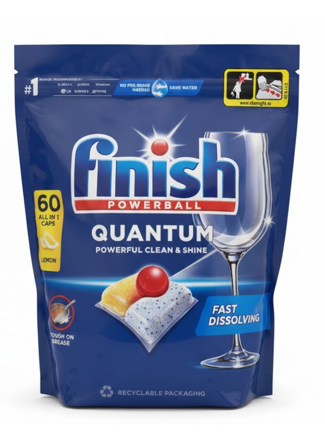 Finish All in 1 Powerball Quantum Dishwasher 60 Caps 624g - Image 1